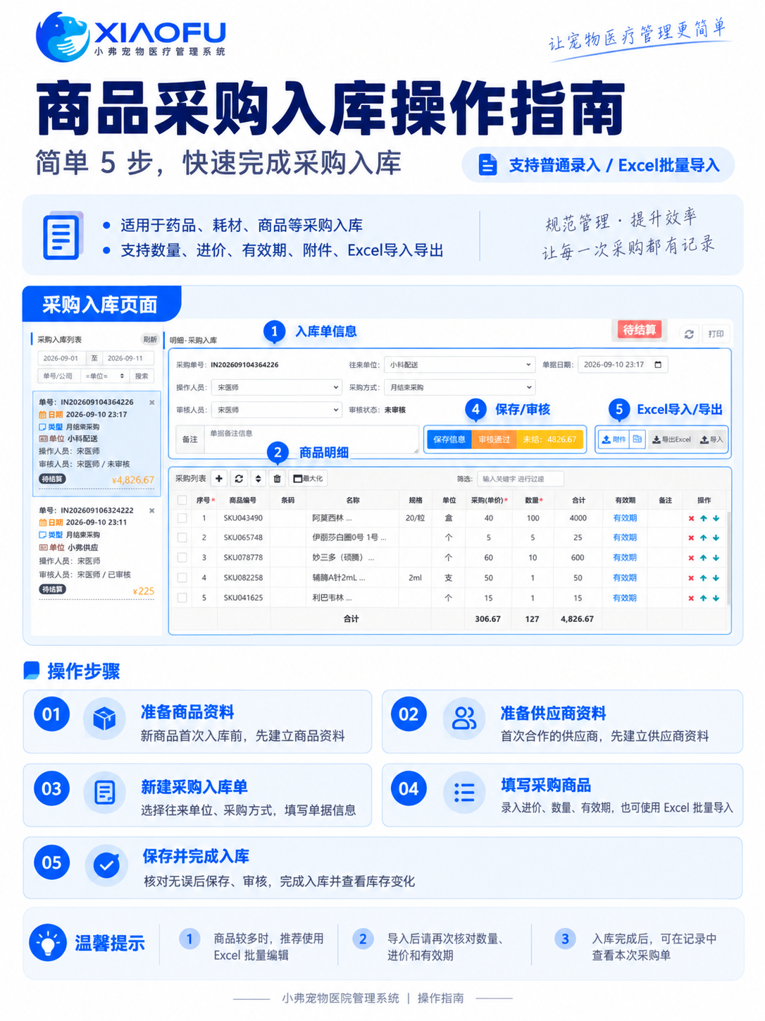 小弗操作教程｜商品采购入库